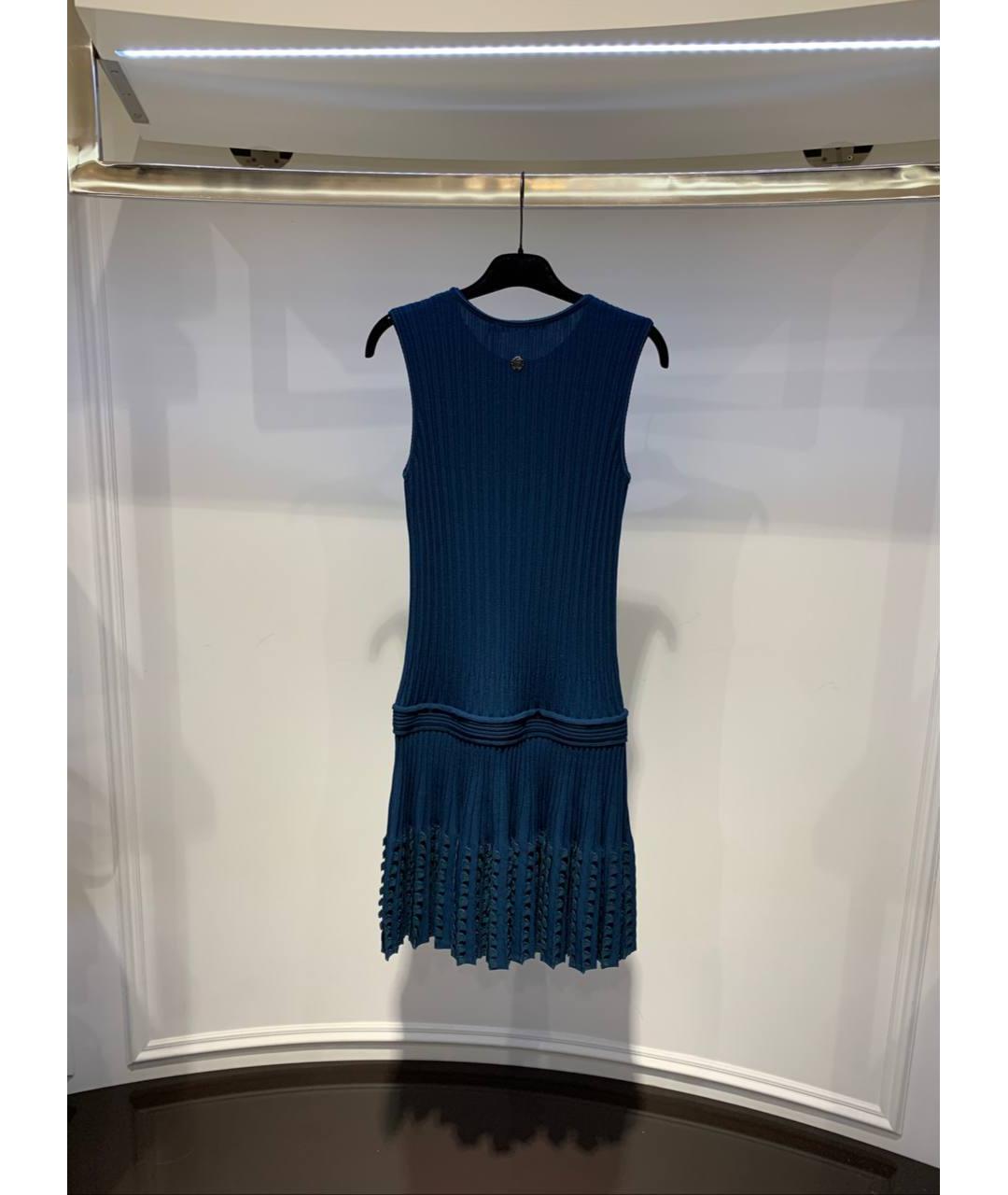ROBERTO CAVALLI Синее шерстяное повседневное платье, фото 3