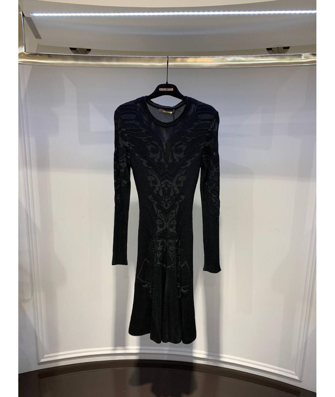 ROBERTO CAVALLI Черное шерстяное вечернее платье, фото 4