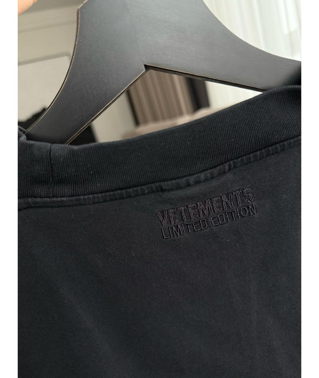 VETEMENTS Черная хлопковая футболка, фото 3