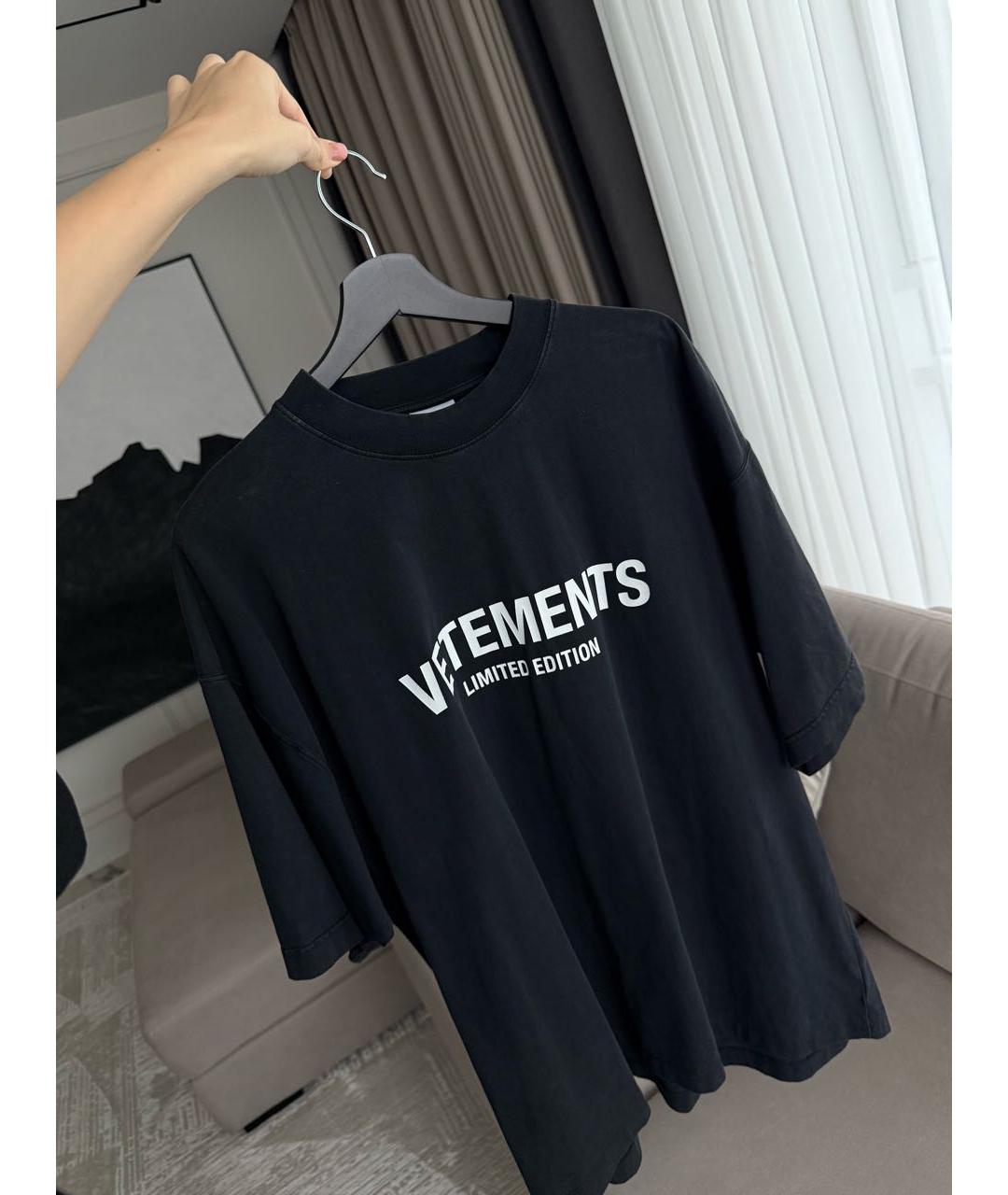 VETEMENTS Черная хлопковая футболка, фото 2