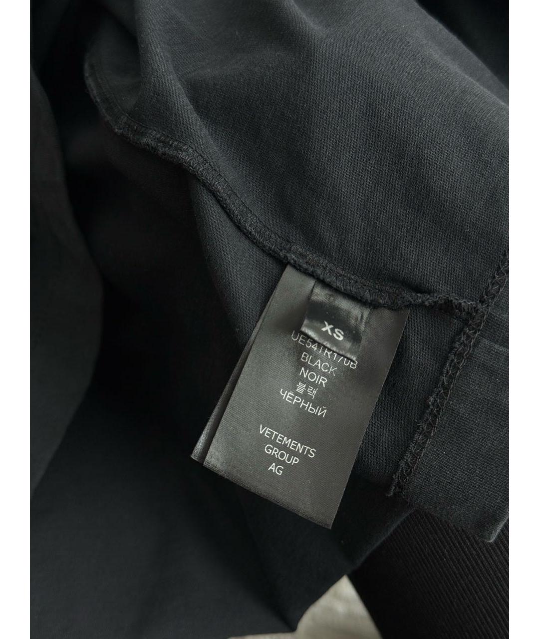 VETEMENTS Черная хлопковая футболка, фото 5