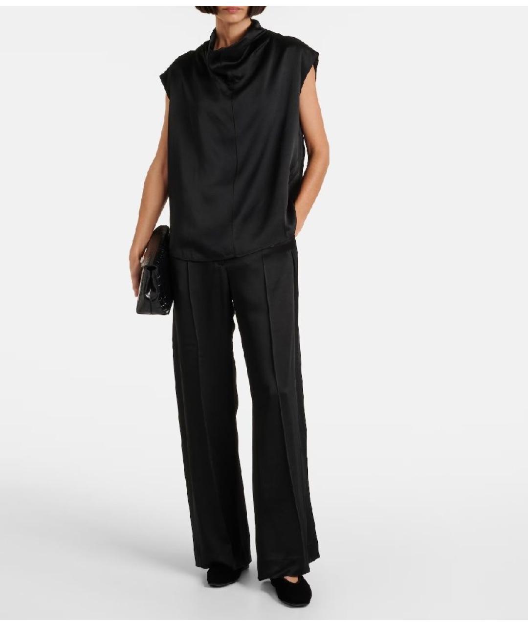 TOTEME Черные вискозные брюки широкие, фото 5