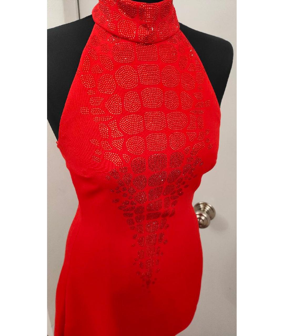 DAVID KOMA Красное вискозное коктейльное платье, фото 4