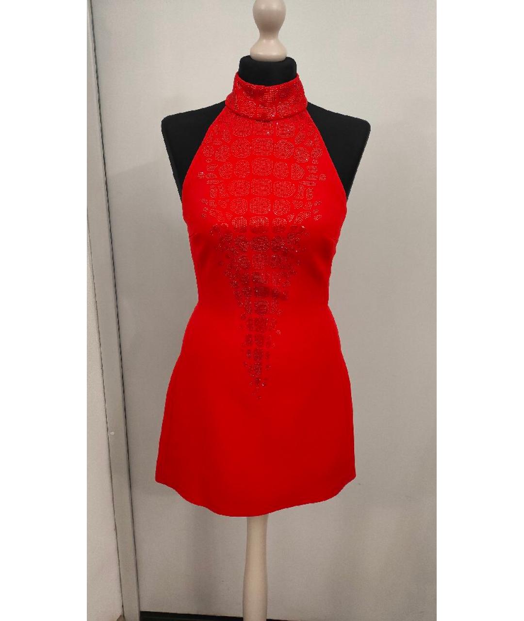 DAVID KOMA Красное вискозное коктейльное платье, фото 6