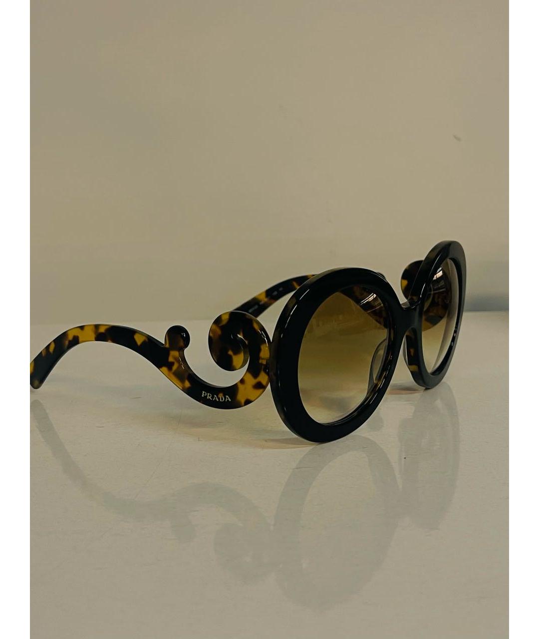 PRADA Коричневые пластиковые солнцезащитные очки, фото 2