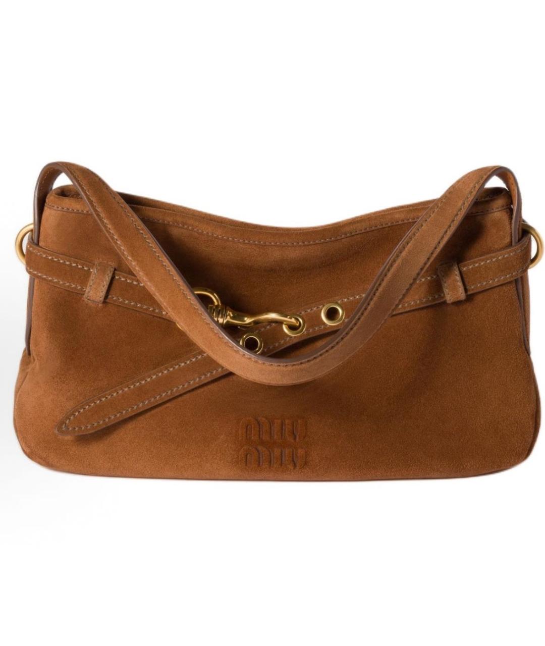 MIU MIU Коричневая замшевая сумка через плечо, фото 9