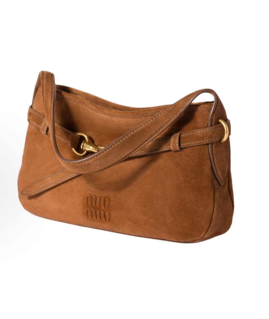 MIU MIU Коричневая замшевая сумка через плечо, фото 2