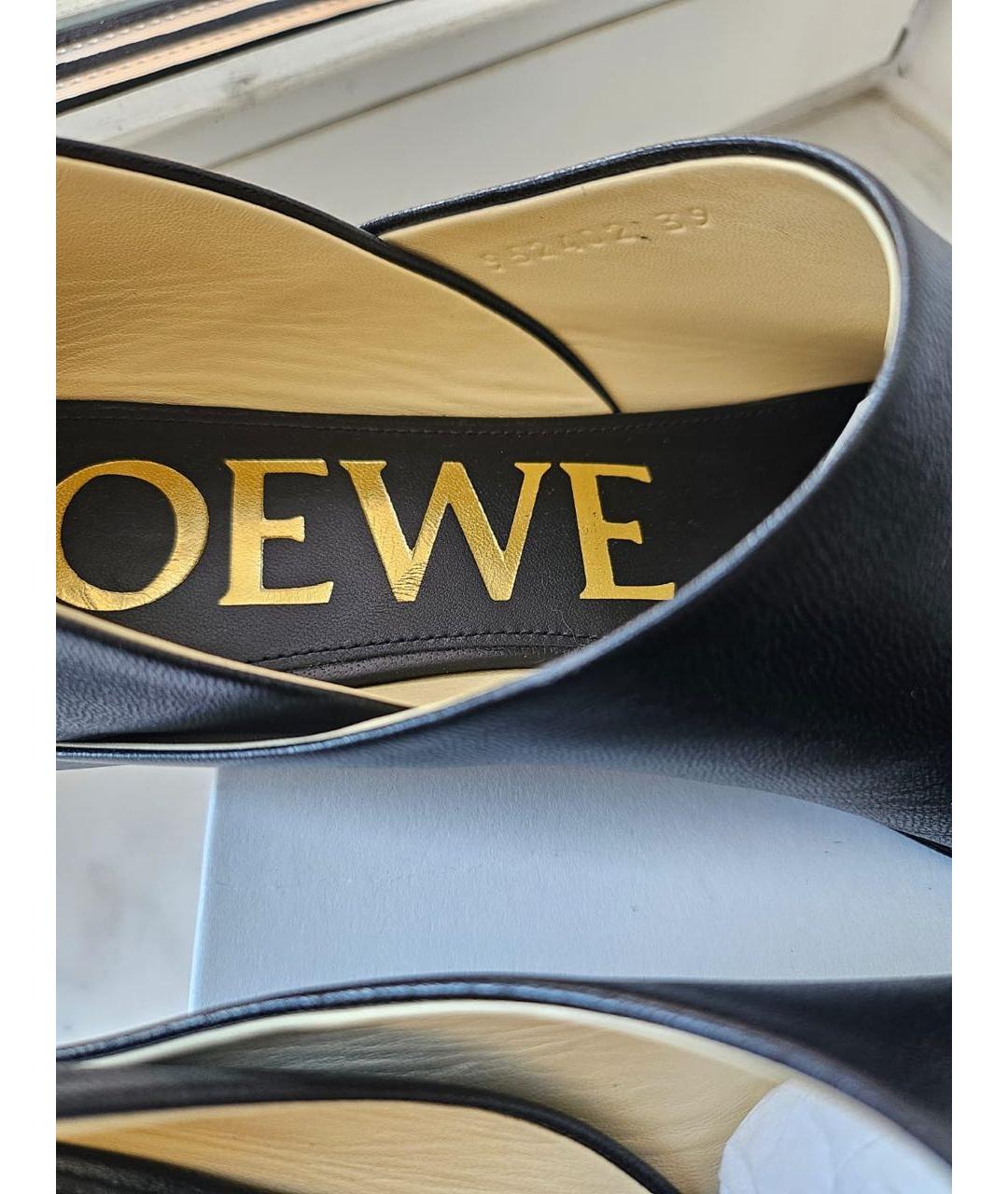 LOEWE Черные кожаные лоферы, фото 7