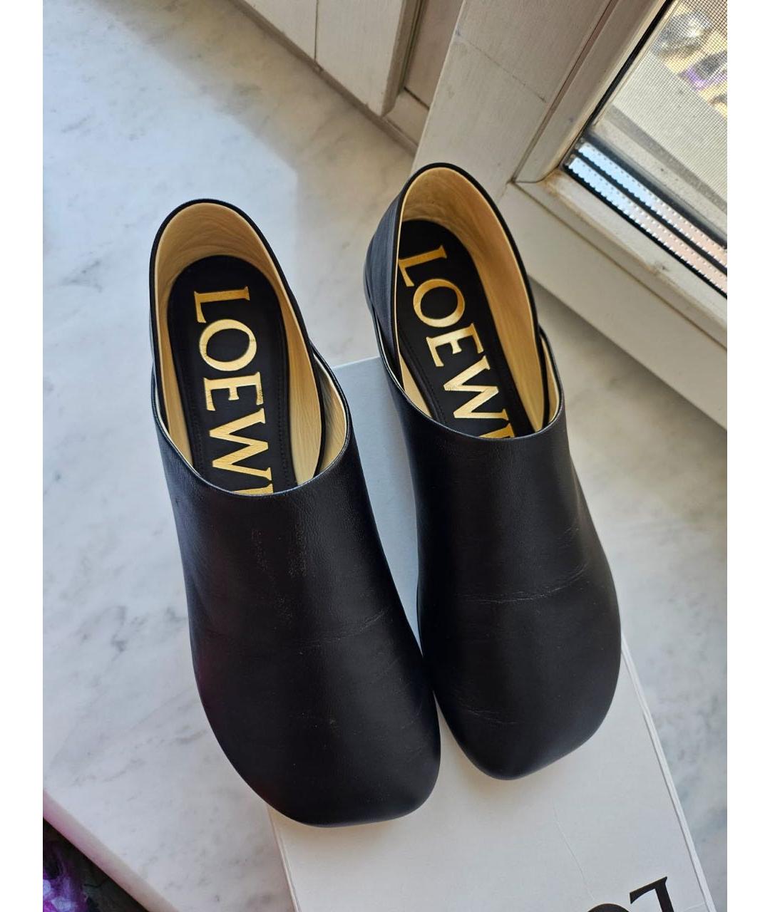 LOEWE Черные кожаные лоферы, фото 4