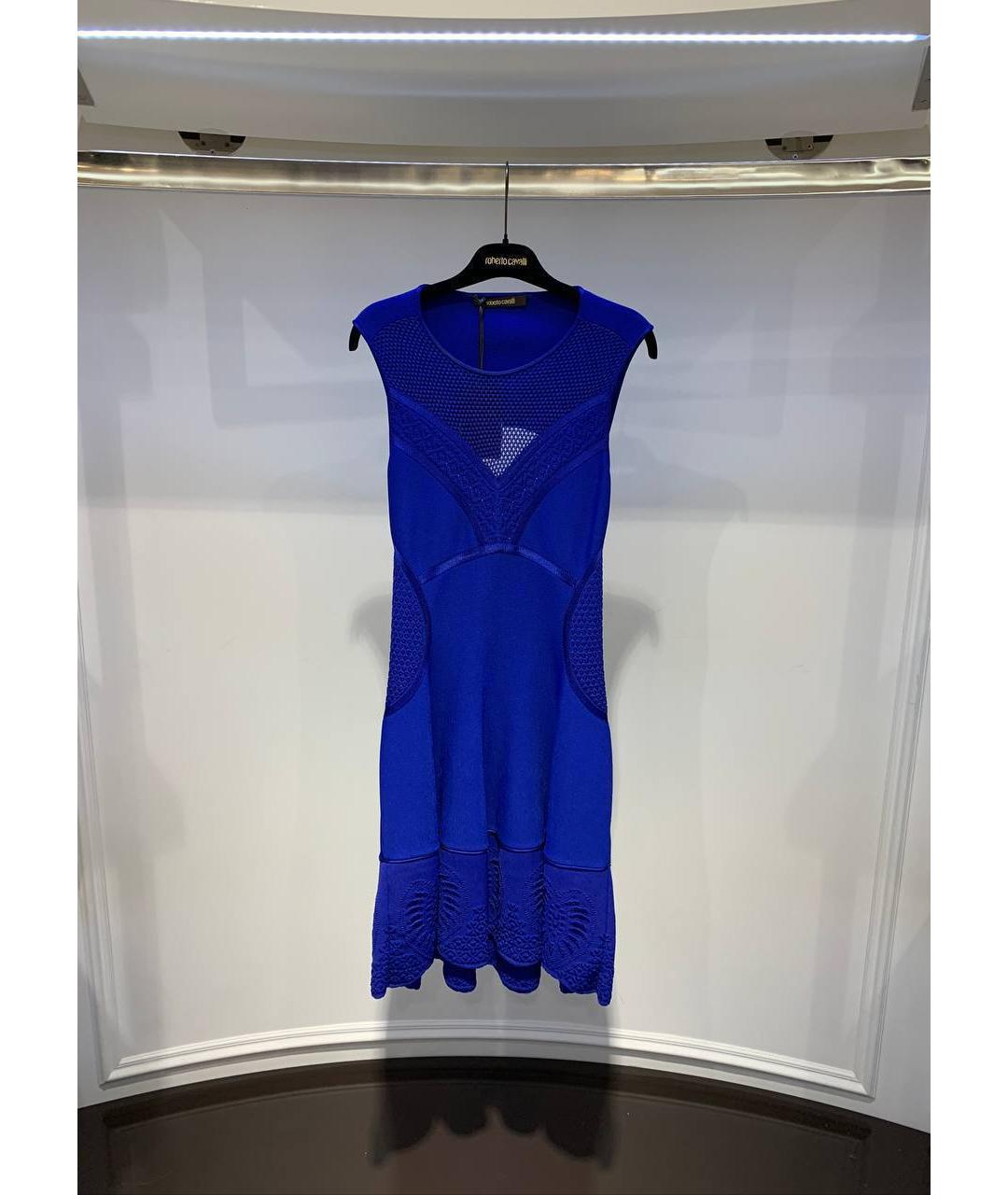 ROBERTO CAVALLI Синее вискозное повседневное платье, фото 4