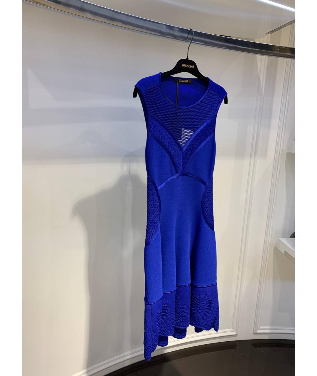 ROBERTO CAVALLI Синее вискозное повседневное платье, фото 2
