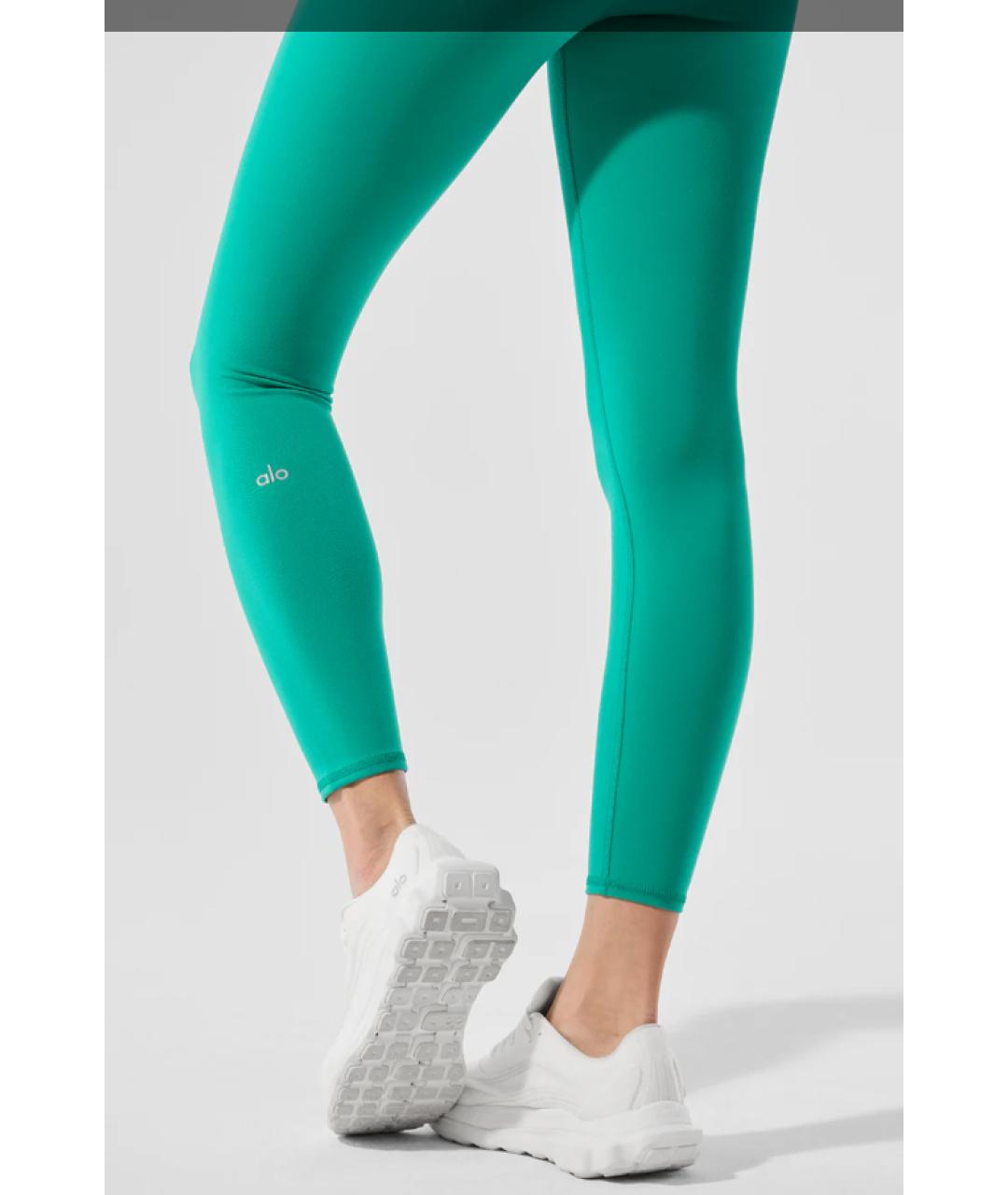 ALO YOGA Зеленые синтетические леггинсы и велосипедки, фото 4