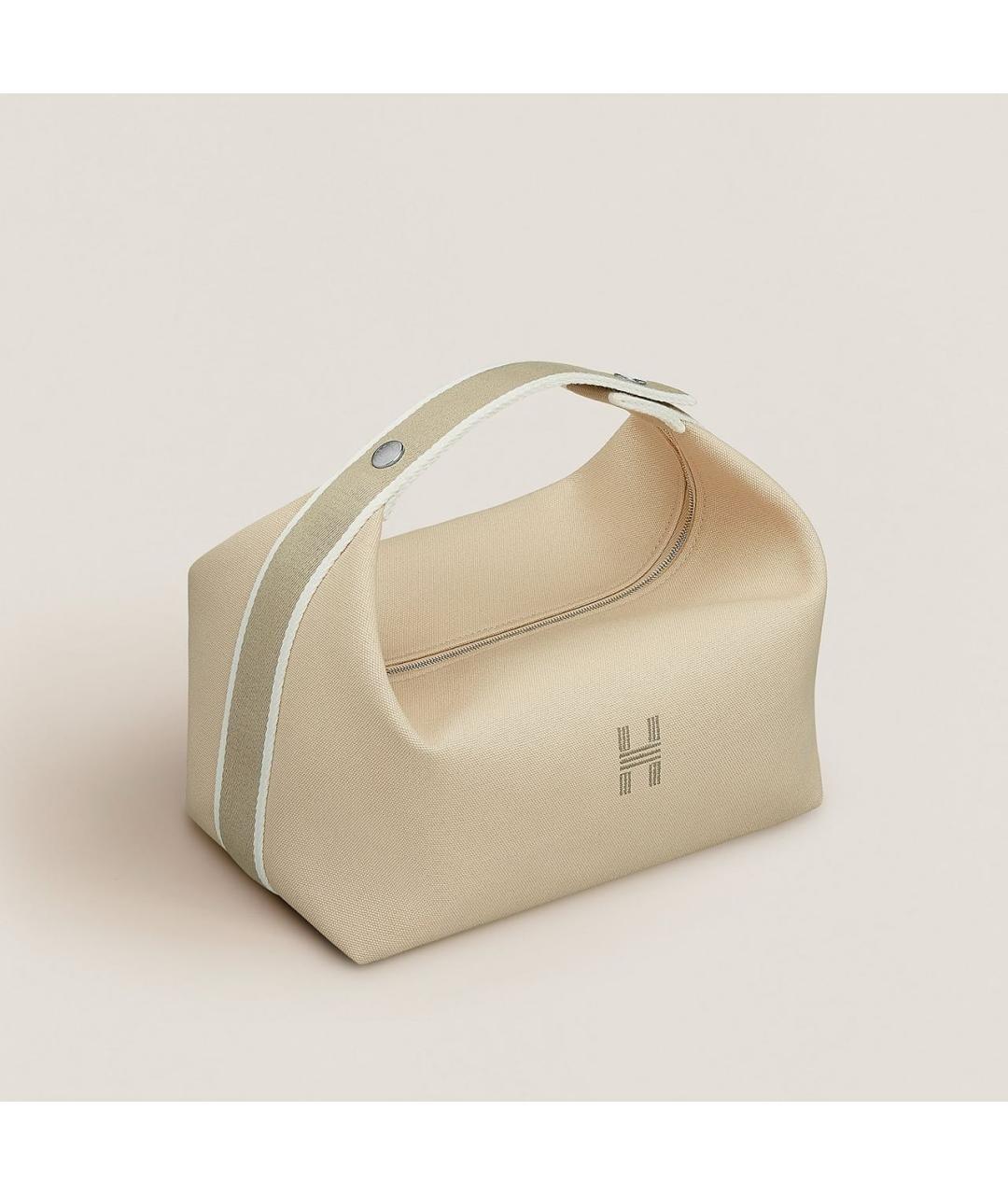 HERMES Бежевая хлопковая косметичка, фото 7