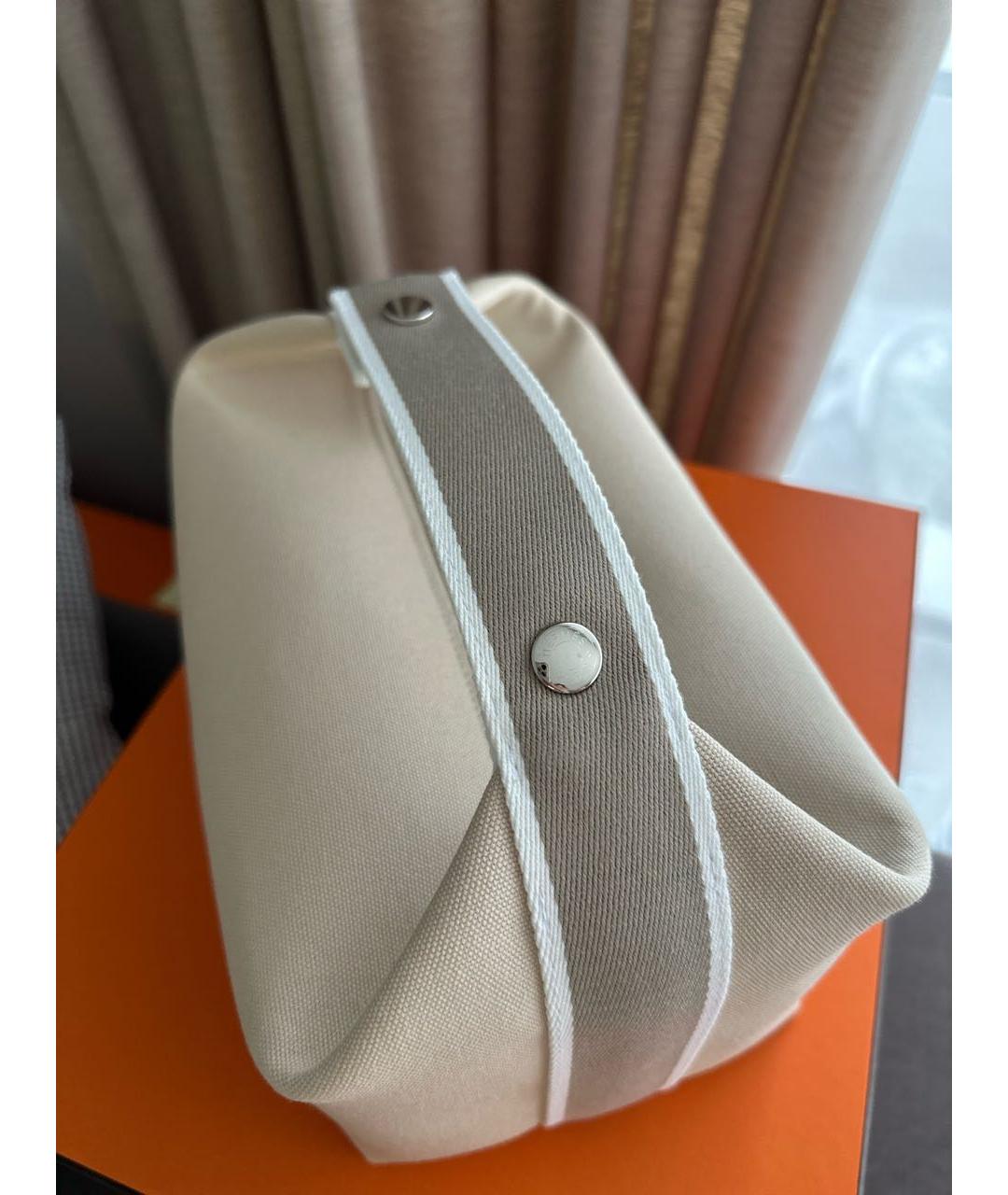 HERMES Бежевая хлопковая косметичка, фото 4