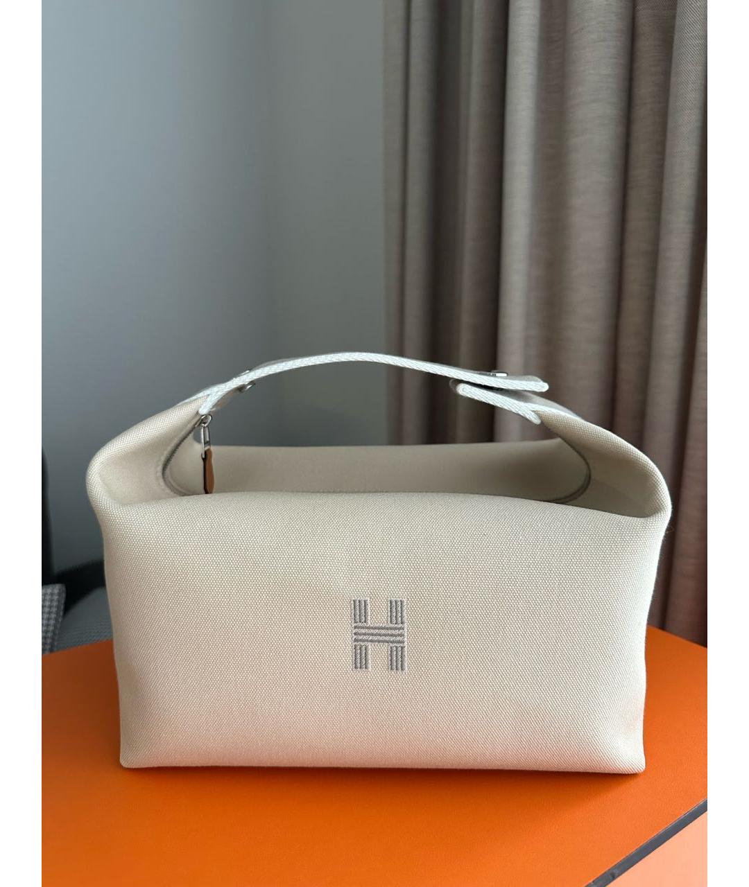 HERMES Бежевая хлопковая косметичка, фото 2