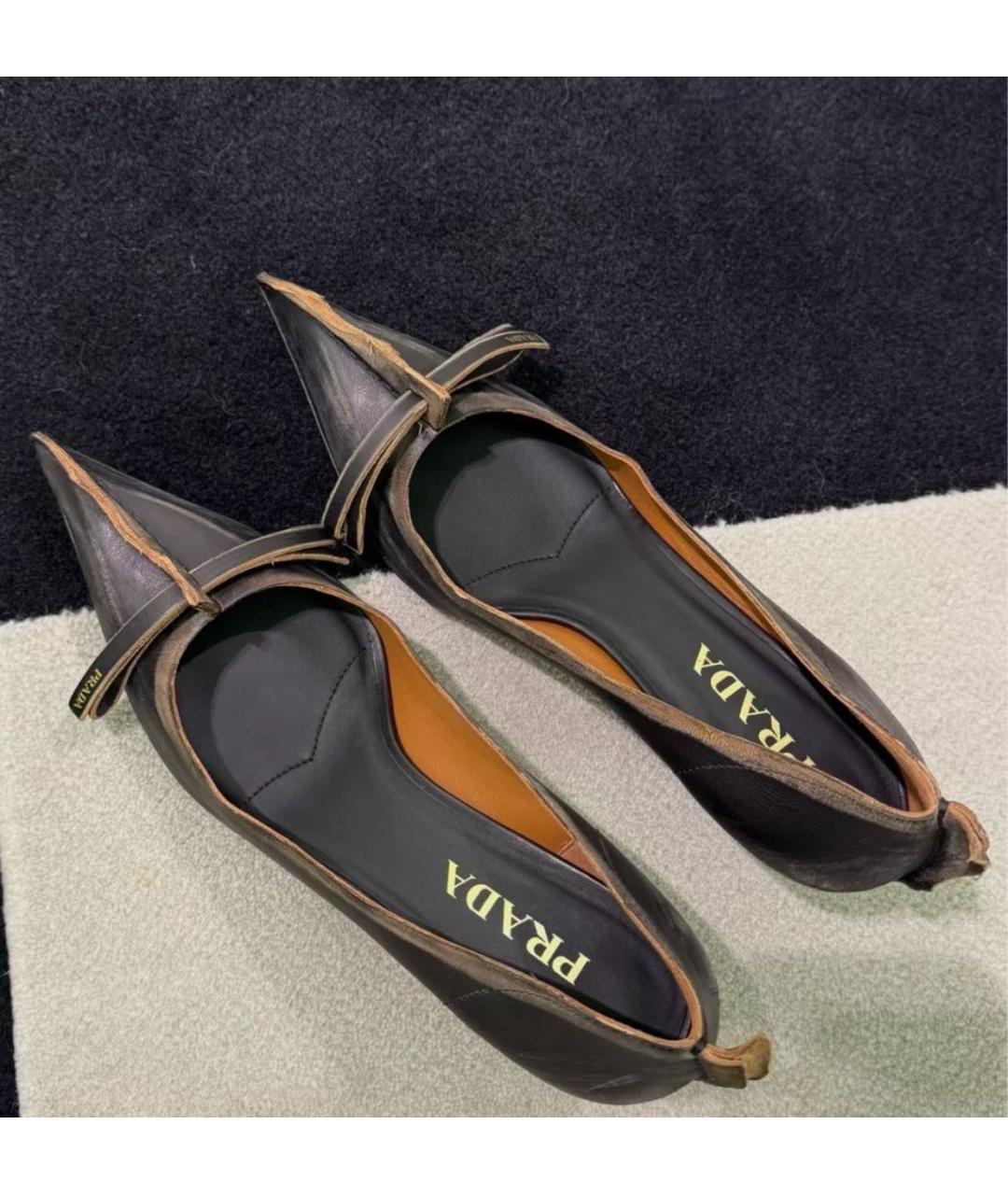 PRADA Коричневые кожаные туфли, фото 8