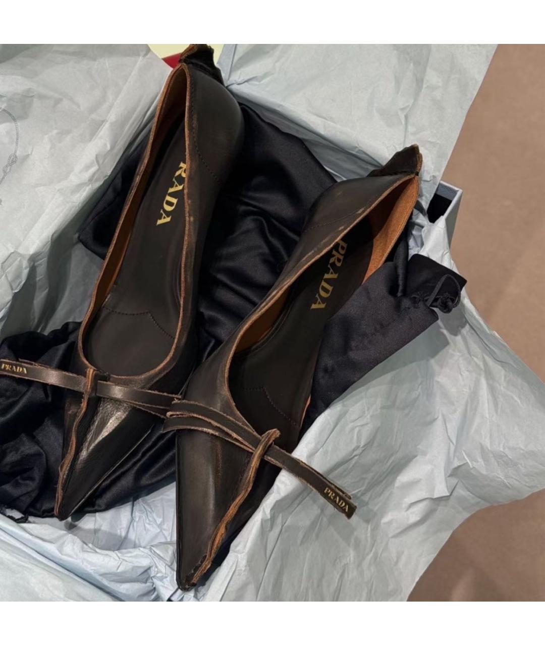 PRADA Коричневые кожаные туфли, фото 7