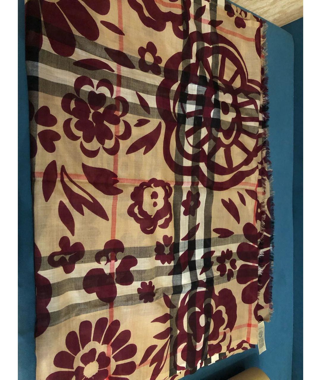 BURBERRY Бежевый шерстяной шарф, фото 7