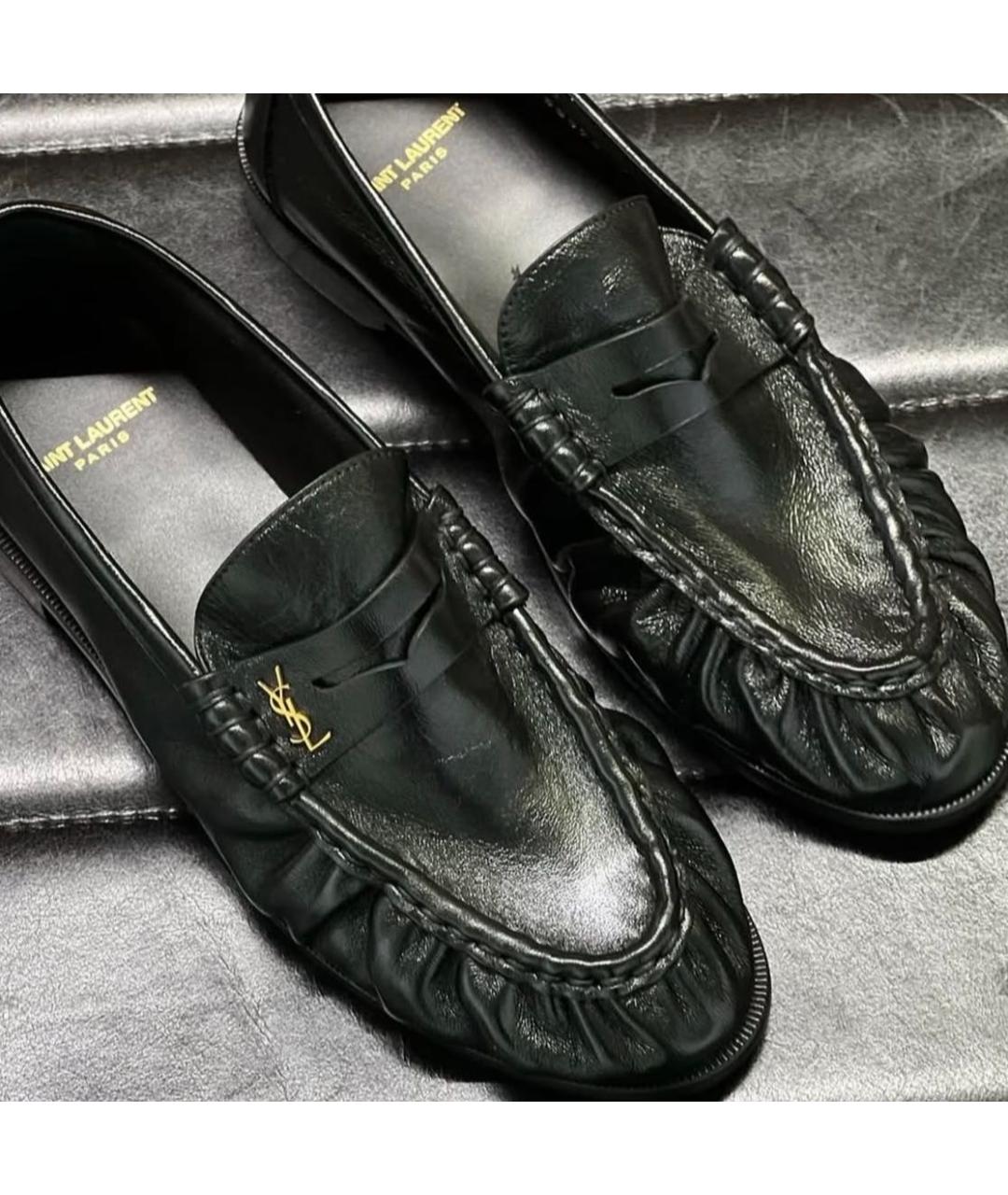 SAINT LAURENT Черные кожаные лоферы, фото 8
