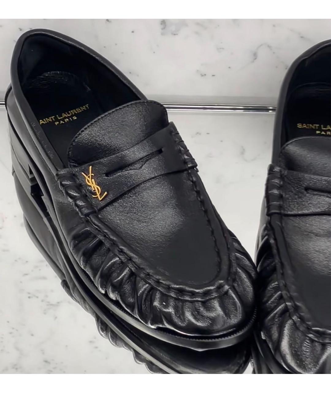 SAINT LAURENT Черные кожаные лоферы, фото 6