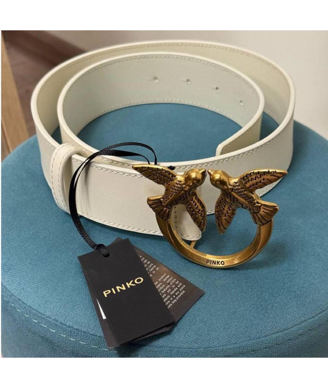 PINKO Белый кожаный ремень, фото 2