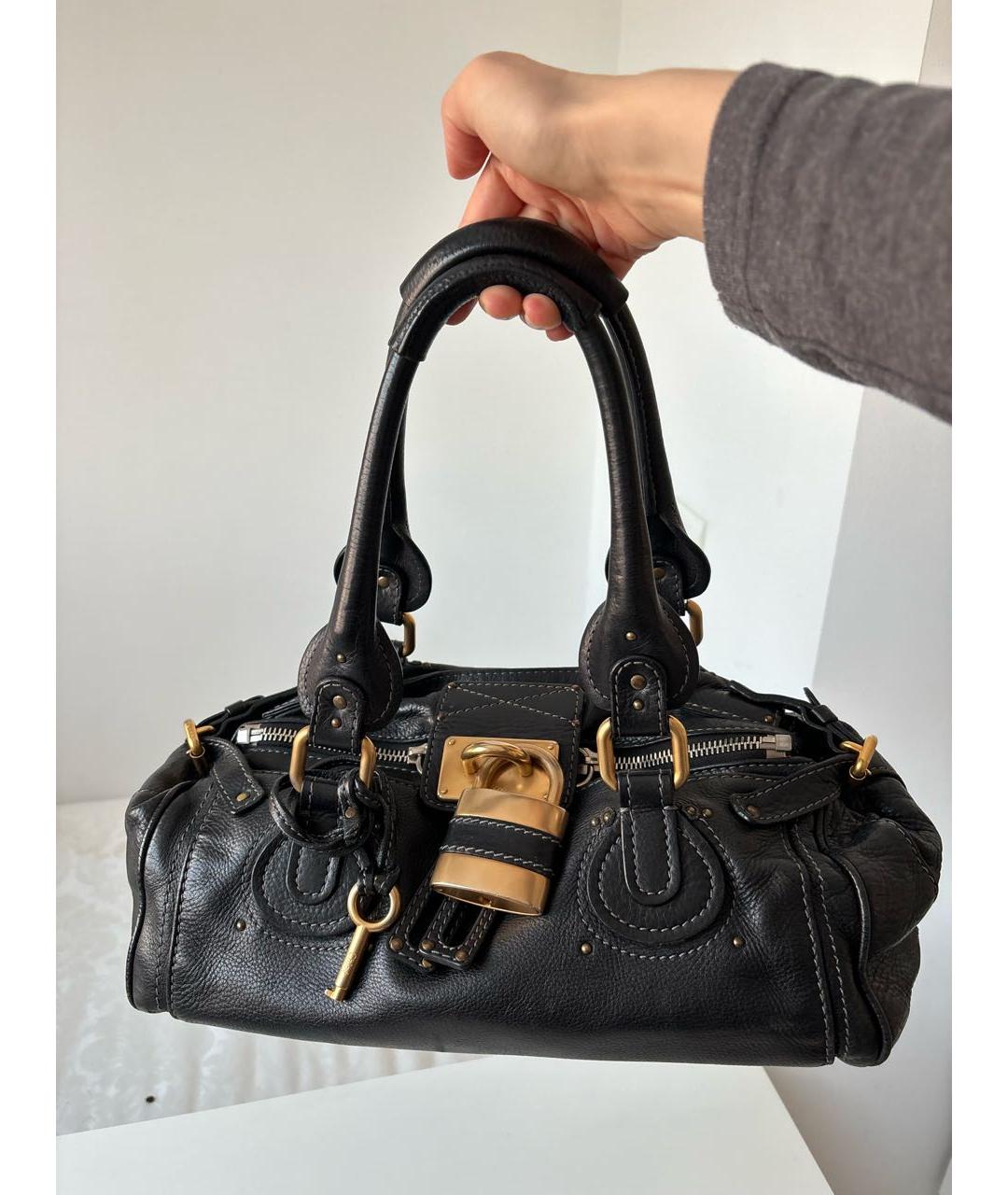 CHLOE Черная кожаная сумка с короткими ручками, фото 7