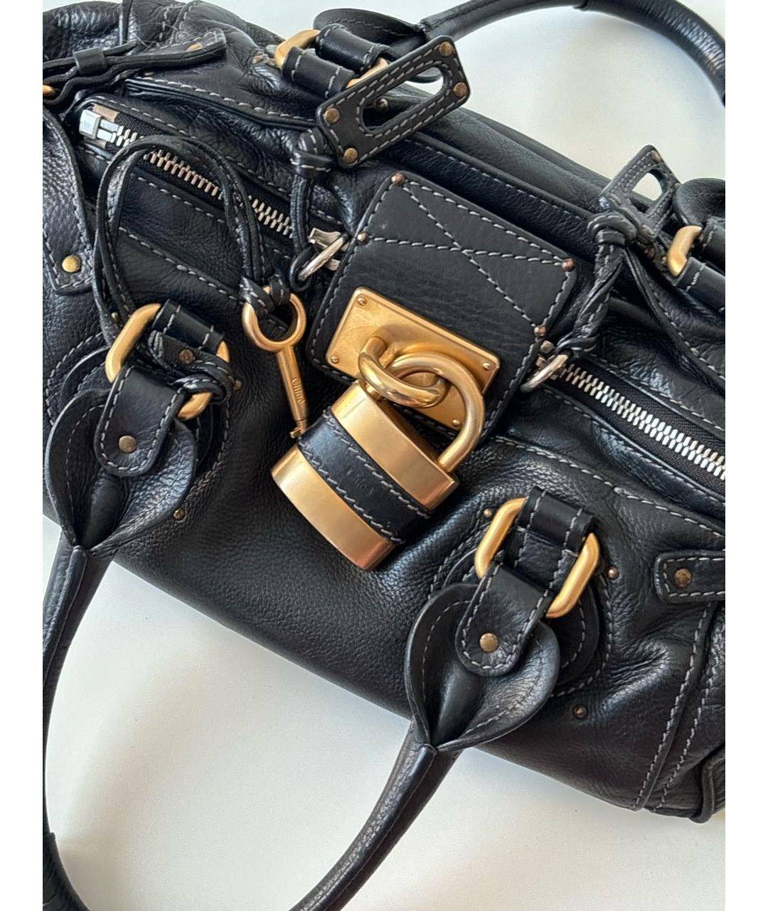 CHLOE Черная кожаная сумка с короткими ручками, фото 5