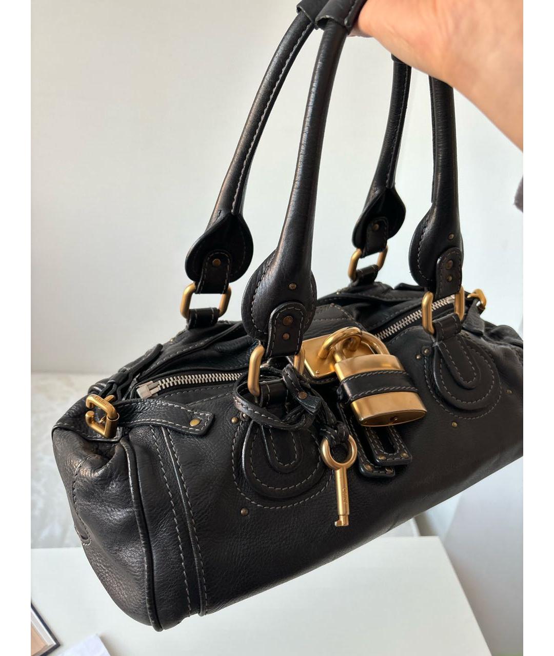 CHLOE Черная кожаная сумка с короткими ручками, фото 2