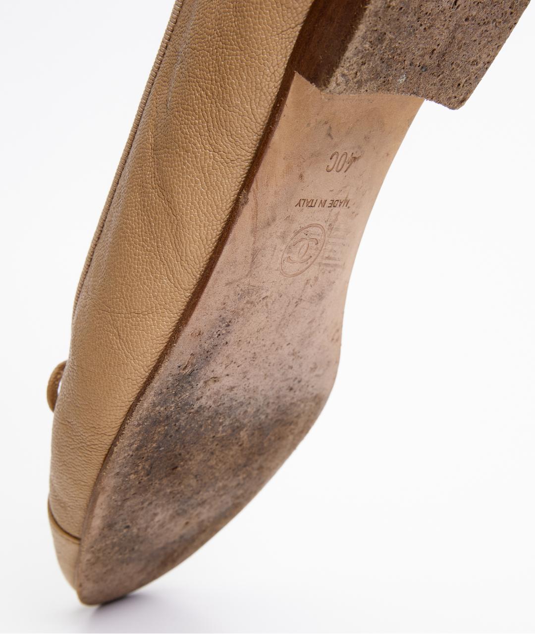 CHANEL Бежевые кожаные балетки, фото 6