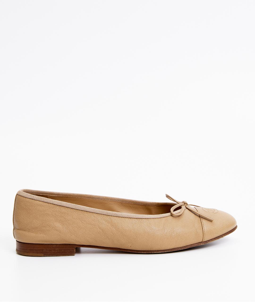 CHANEL Бежевые кожаные балетки, фото 7