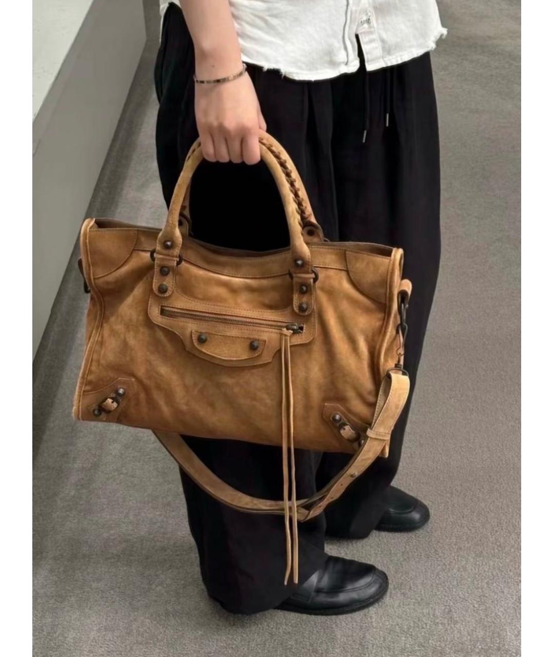 BALENCIAGA Коричневая замшевая сумка через плечо, фото 6