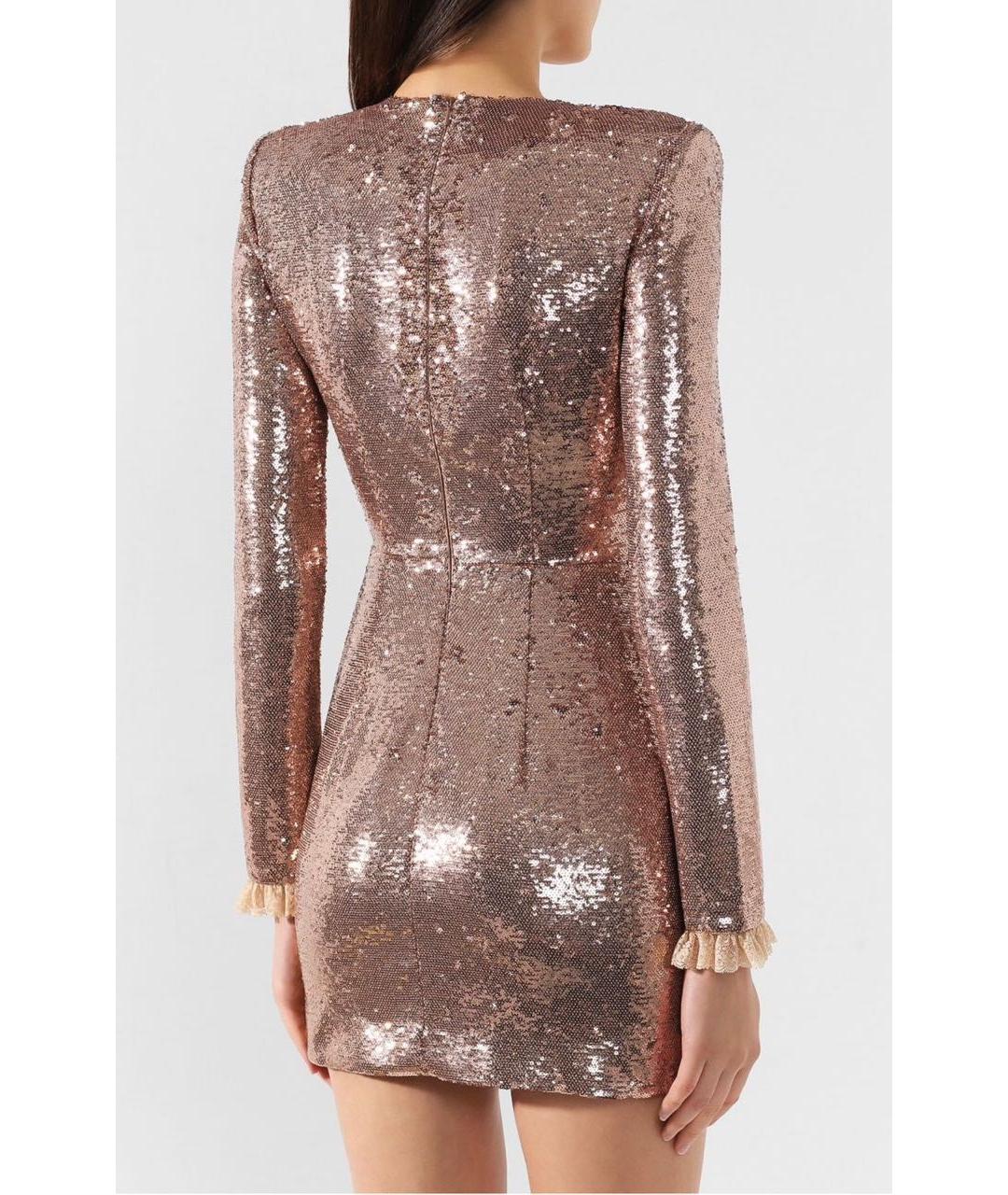 PHILOSOPHY DI LORENZO SERAFINI Золотое полиэстеровое коктейльное платье, фото 2