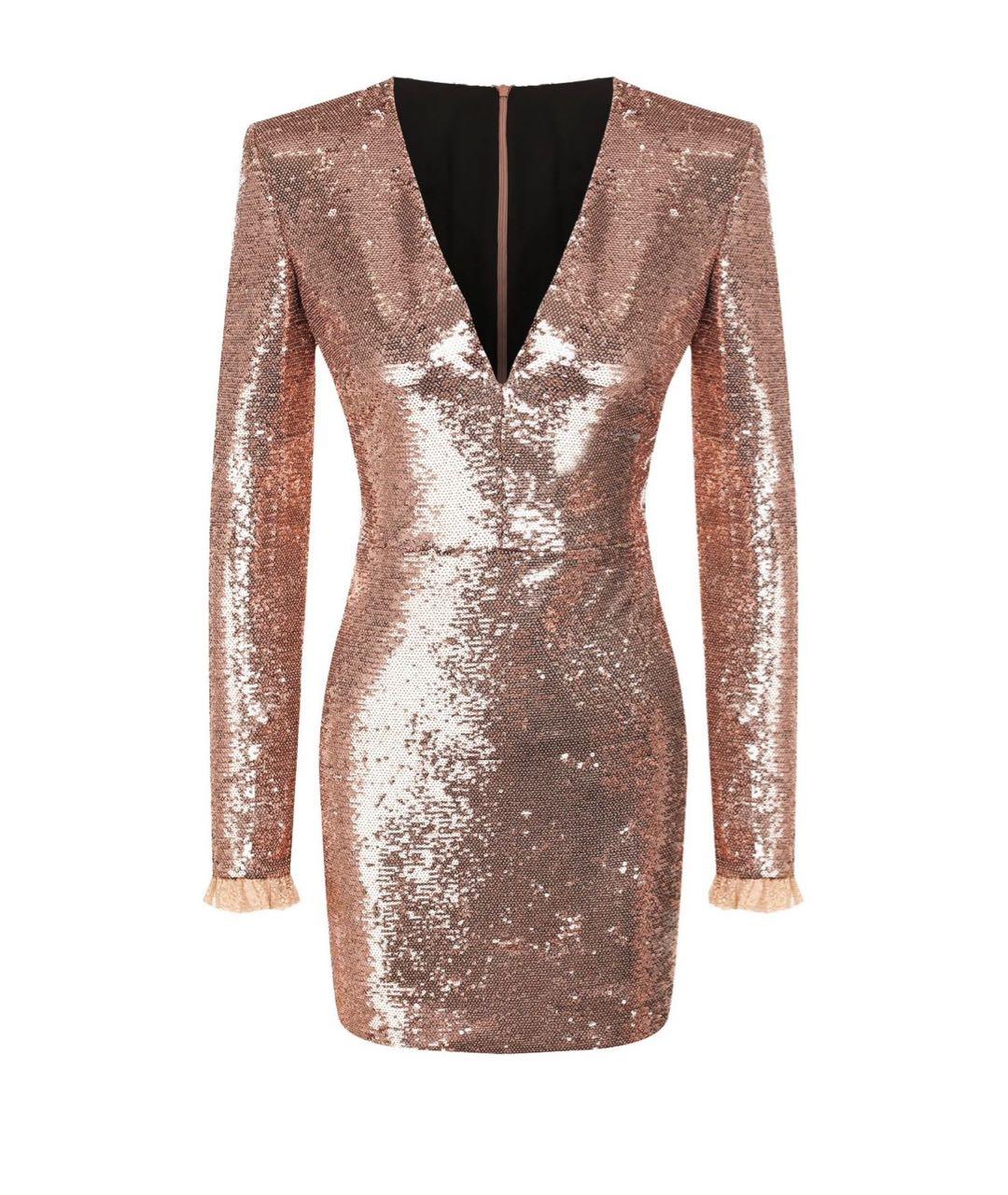 PHILOSOPHY DI LORENZO SERAFINI Золотое полиэстеровое коктейльное платье, фото 1