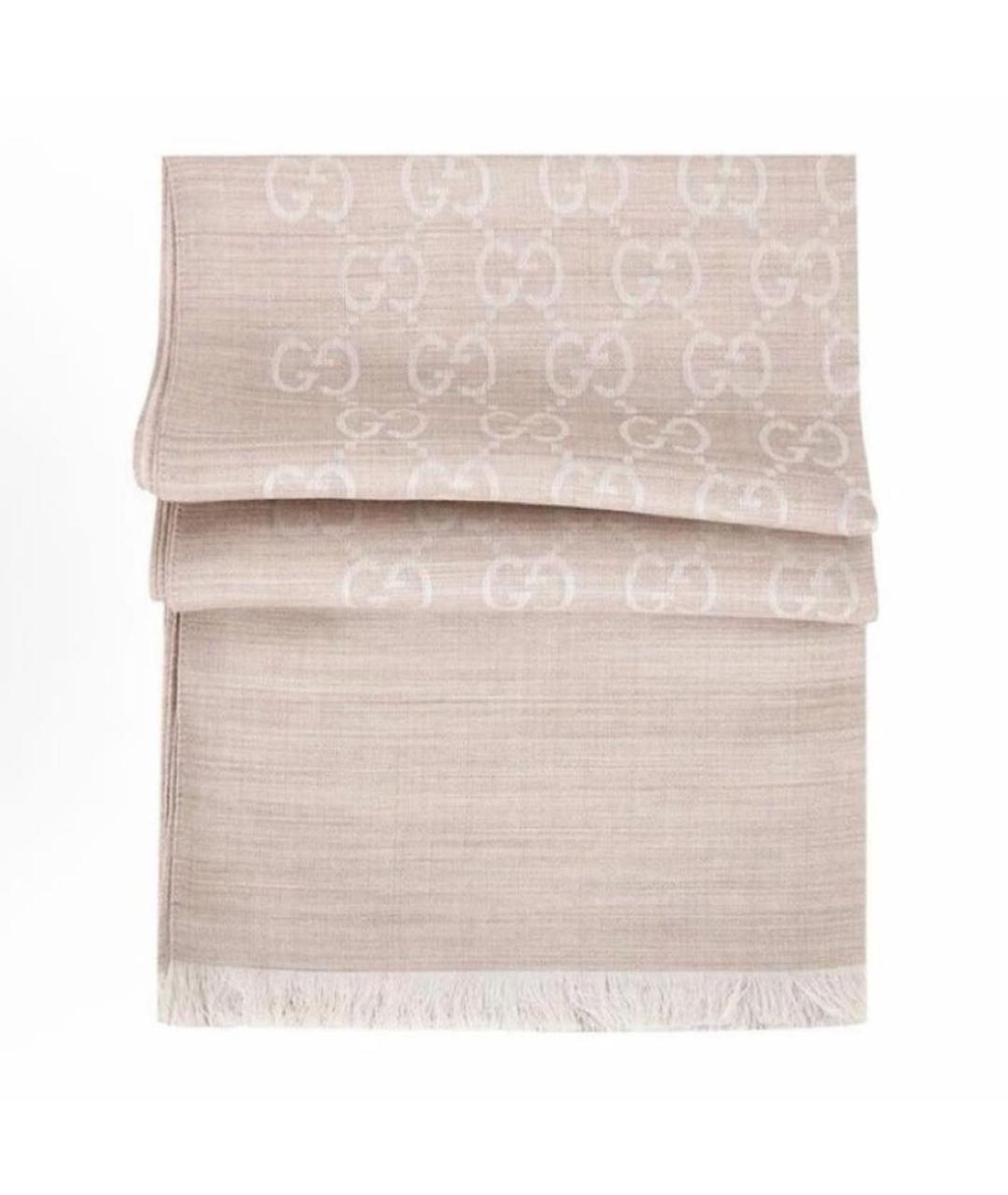 GUCCI Бежевый шелковый платок, фото 4