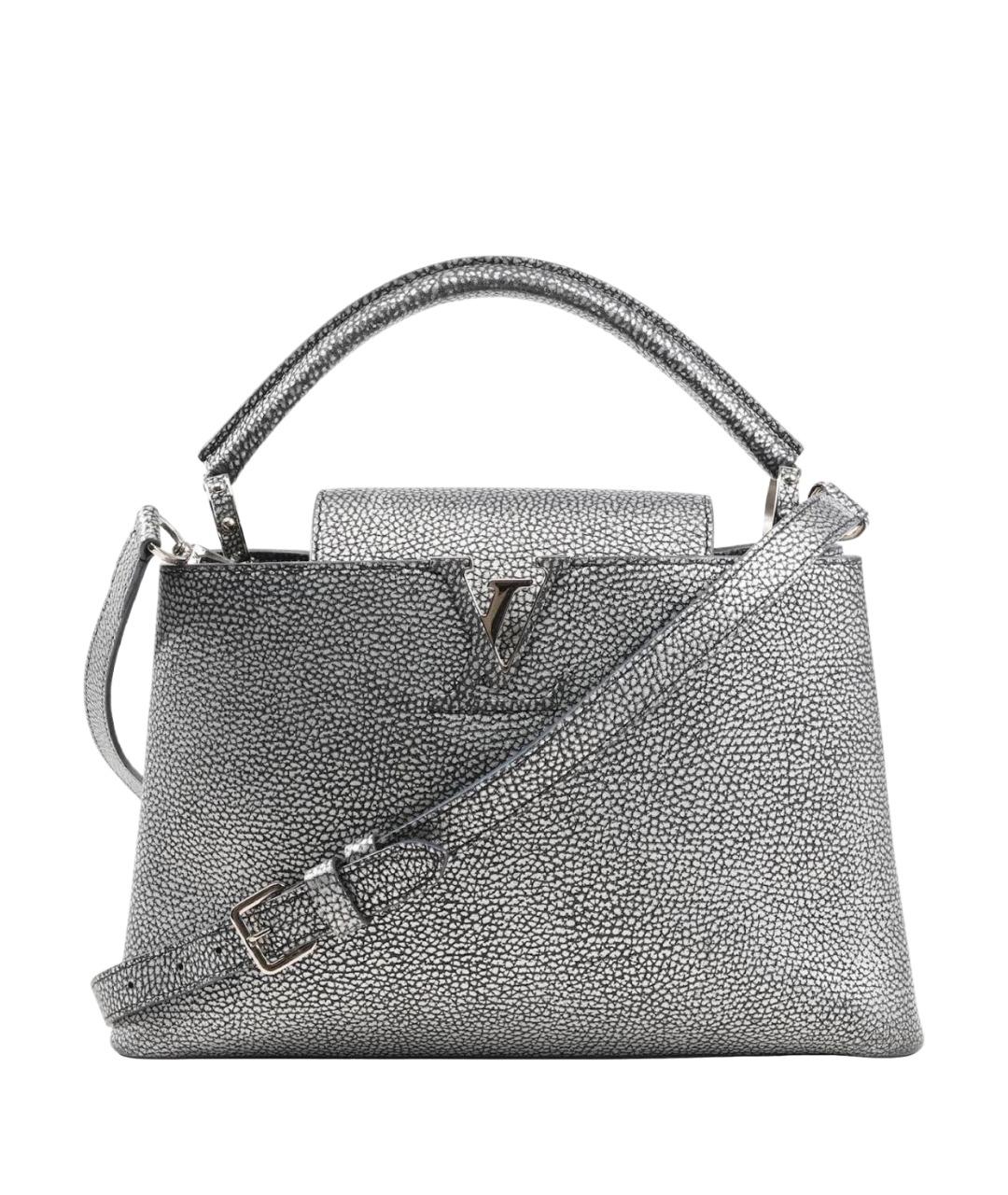 LOUIS VUITTON Антрацитовая кожаная сумка с короткими ручками, фото 1