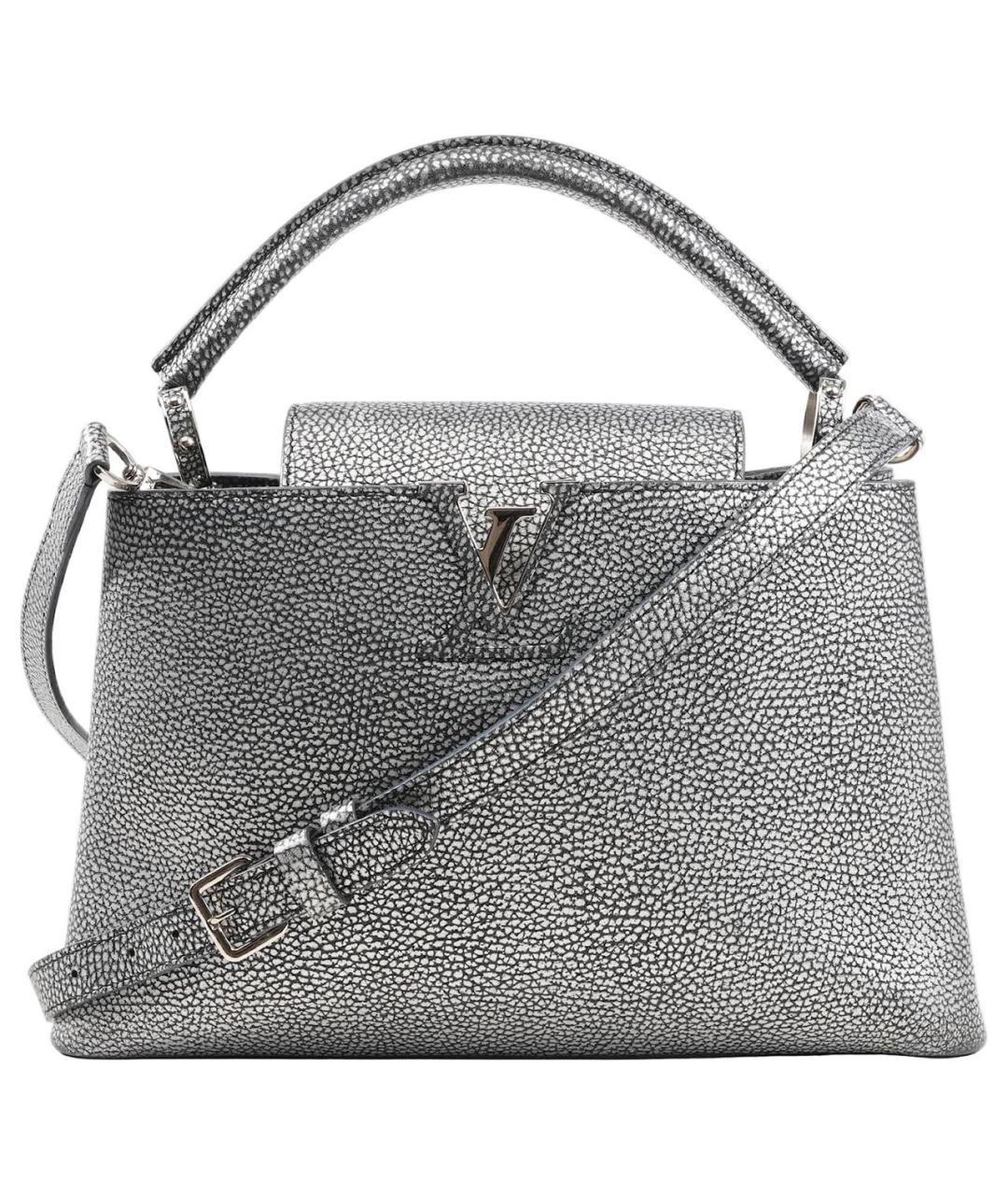 LOUIS VUITTON Антрацитовая кожаная сумка с короткими ручками, фото 9