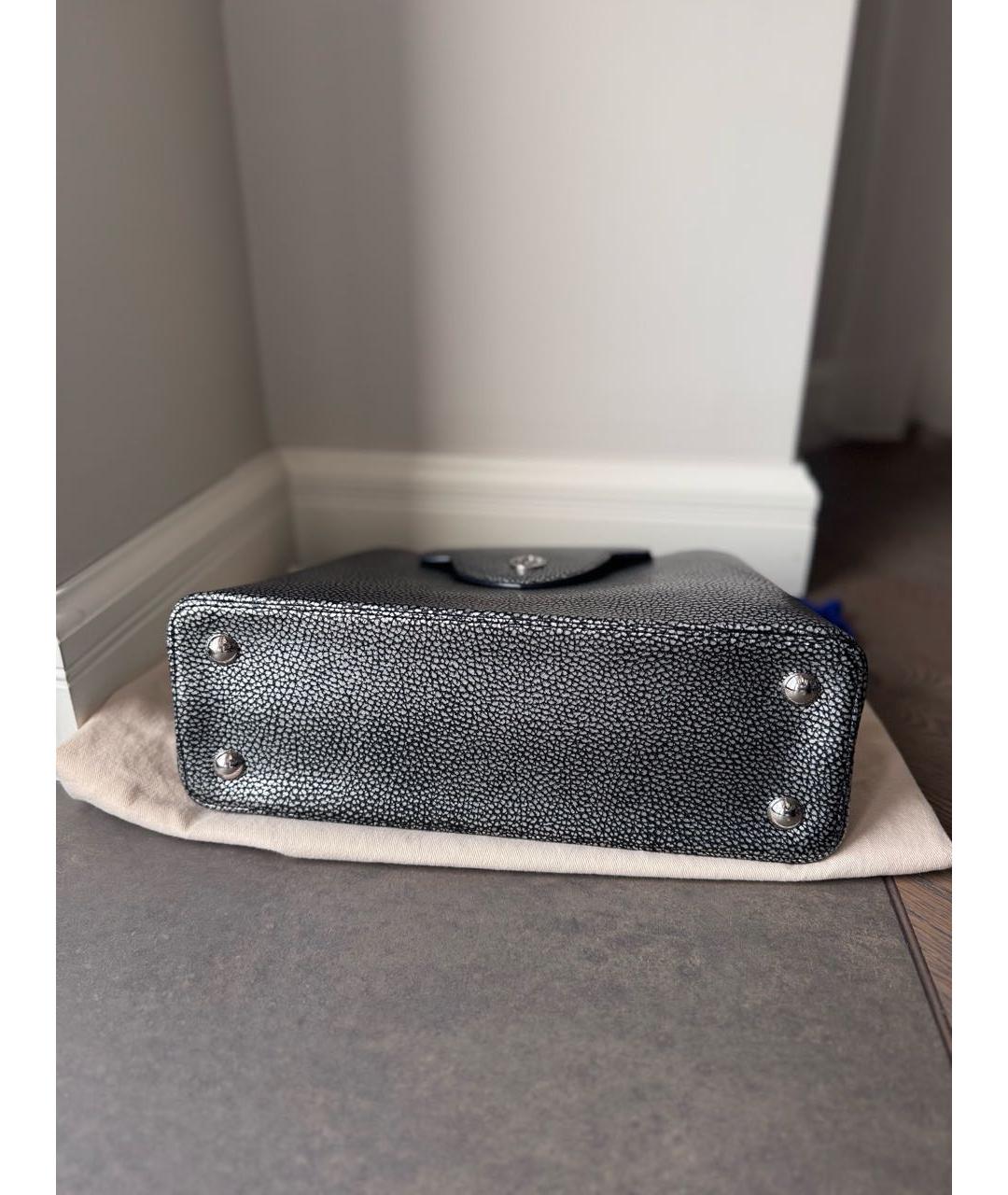 LOUIS VUITTON Антрацитовая кожаная сумка с короткими ручками, фото 8