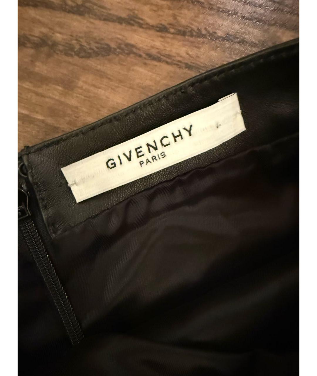 GIVENCHY Черная кожаная юбка миди, фото 2