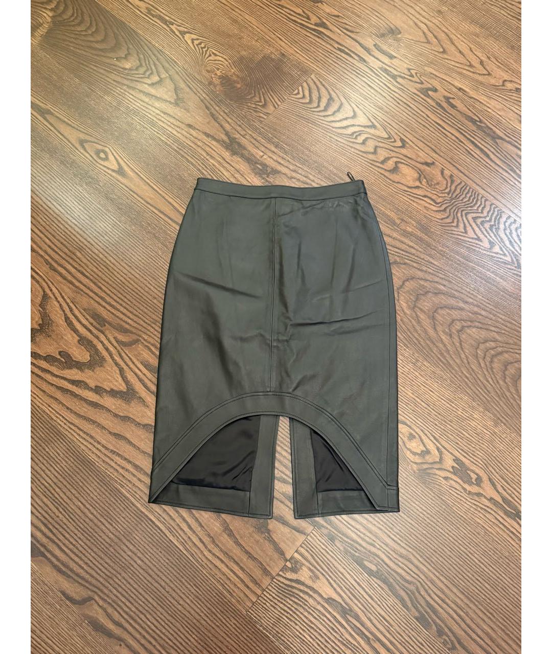 GIVENCHY Черная кожаная юбка миди, фото 7