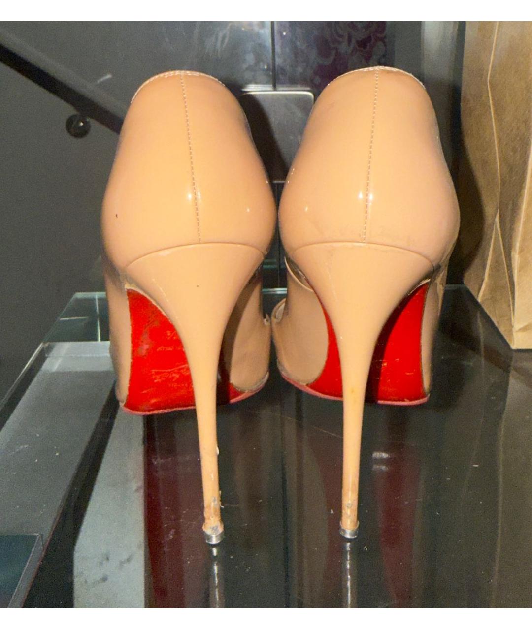 CHRISTIAN LOUBOUTIN Бежевые кожаные туфли, фото 6