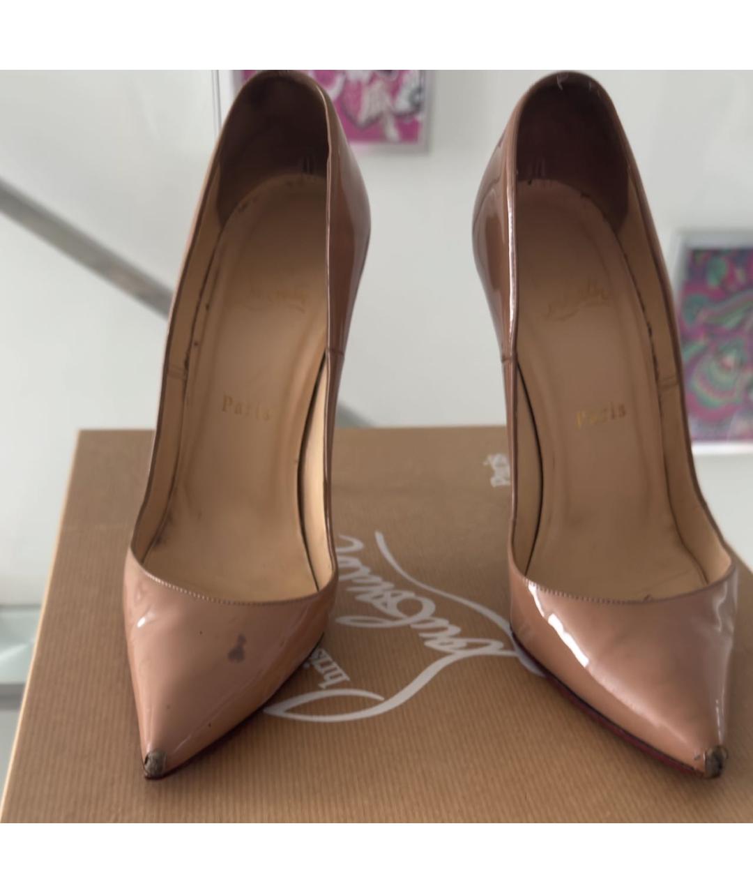 CHRISTIAN LOUBOUTIN Бежевые кожаные туфли, фото 7