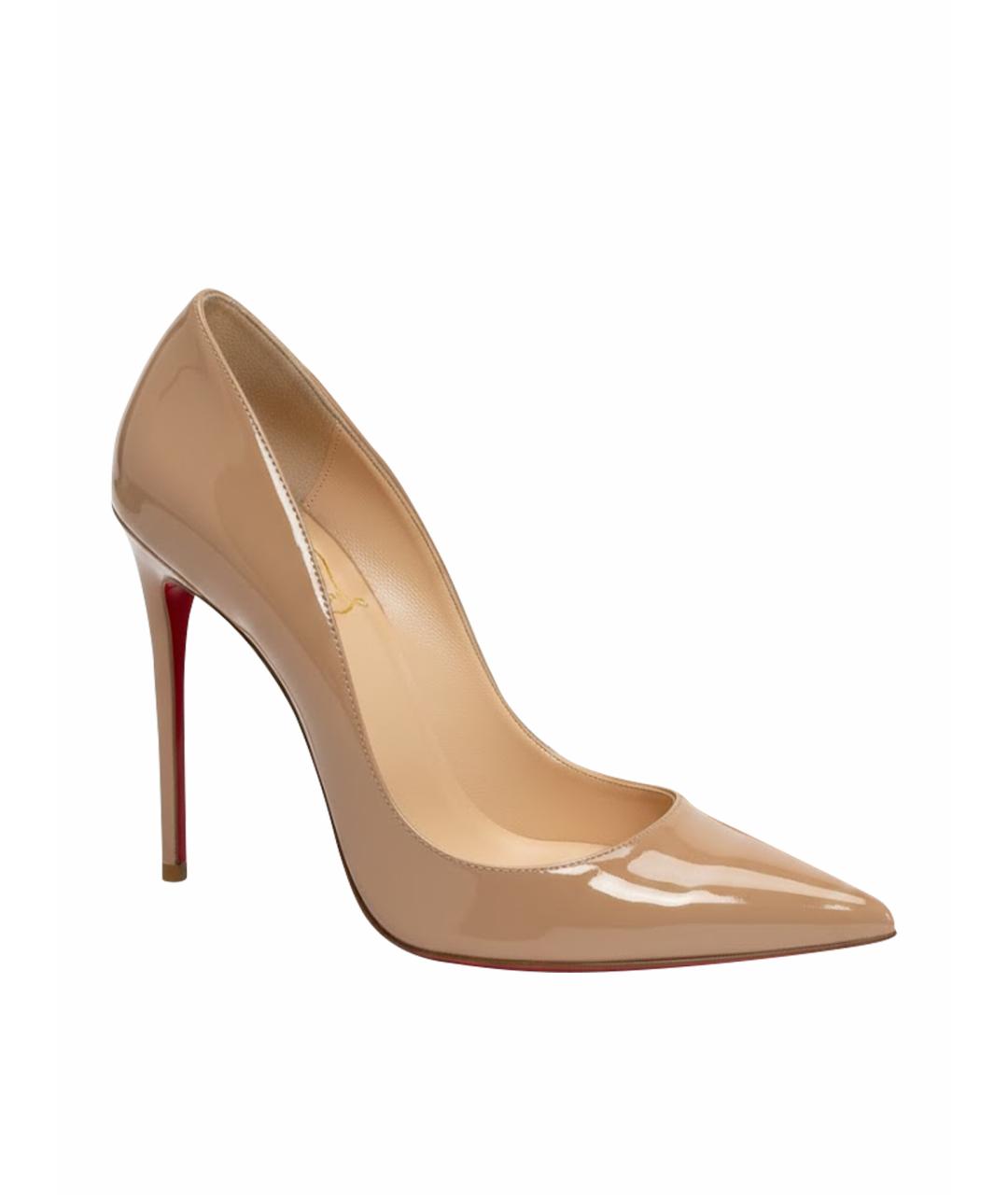 CHRISTIAN LOUBOUTIN Бежевые кожаные туфли, фото 1