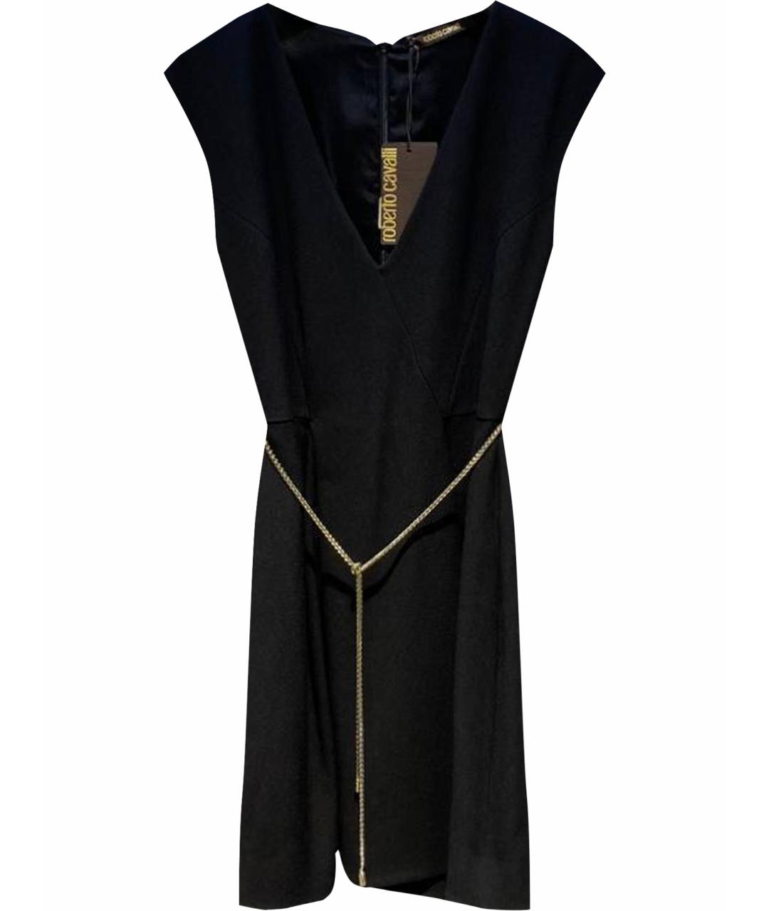 ROBERTO CAVALLI Черное шерстяное вечернее платье, фото 1