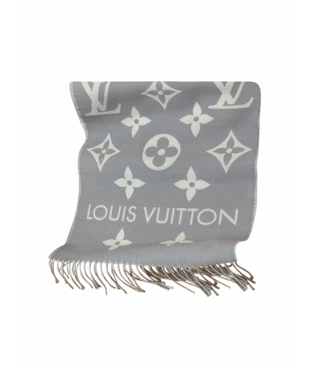 LOUIS VUITTON Серый шерстяной шарф, фото 1