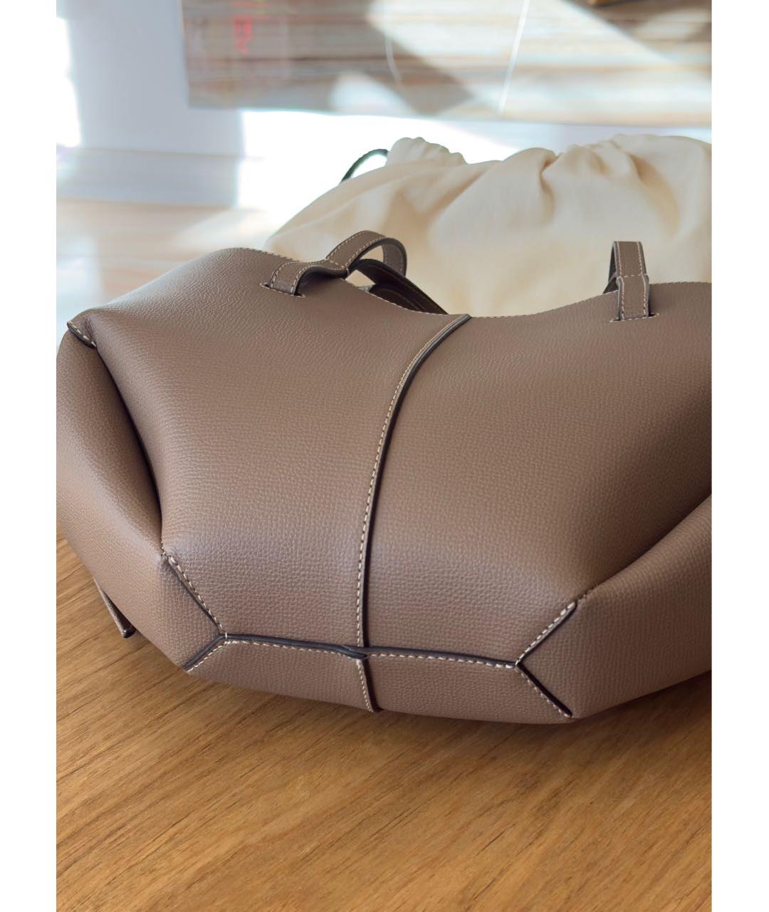 POLENE Коричневая кожаная сумка с короткими ручками, фото 6