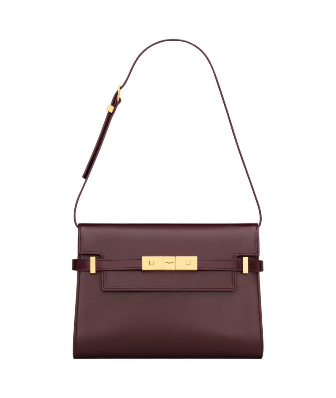 SAINT LAURENT Бордовая кожаная сумка через плечо, фото 1