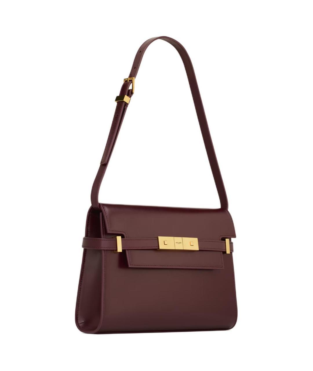 SAINT LAURENT Бордовая кожаная сумка через плечо, фото 2