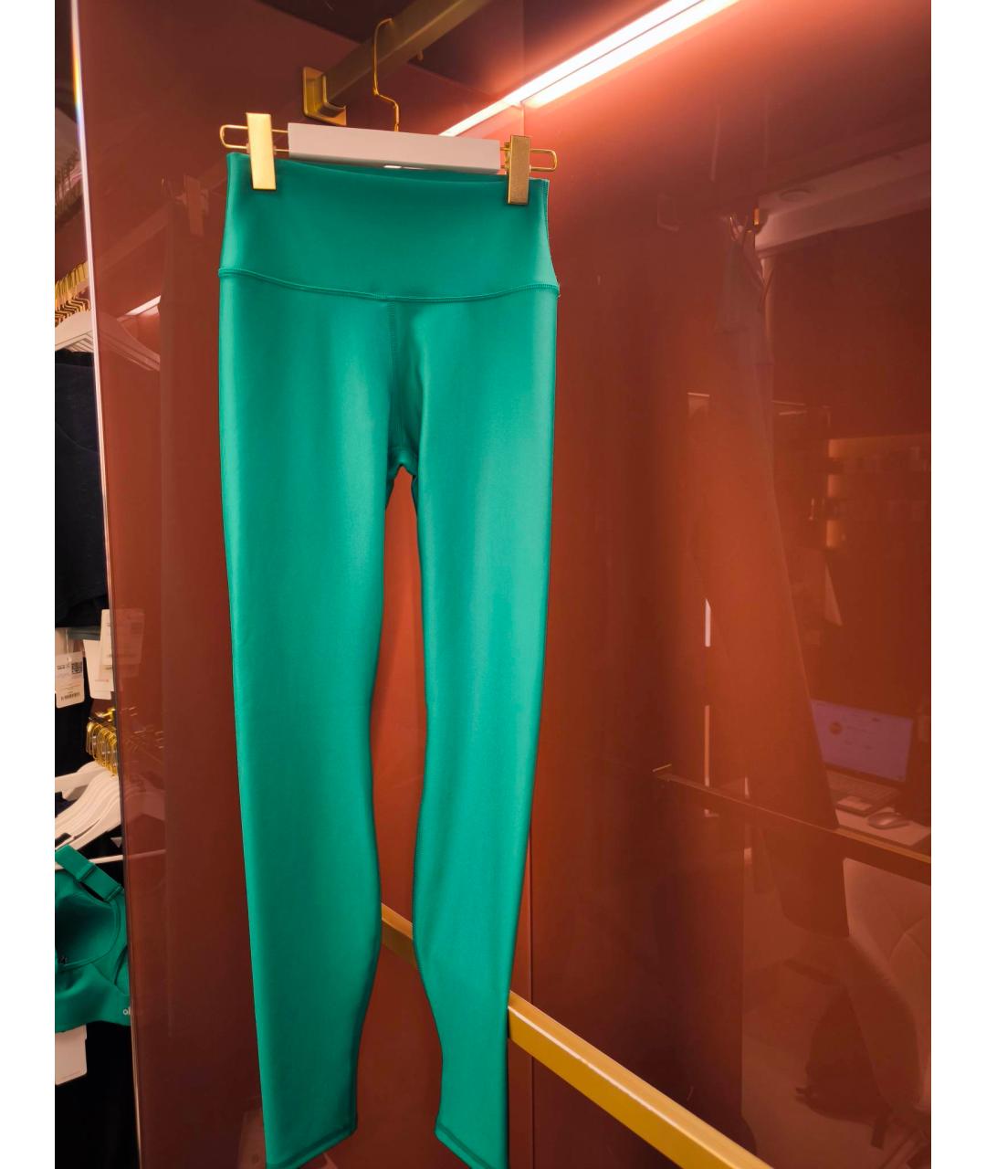 ALO YOGA Зеленые синтетические леггинсы и велосипедки, фото 5