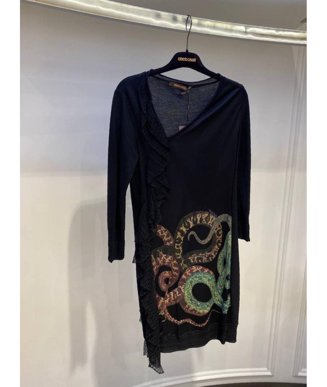ROBERTO CAVALLI Черное шерстяное платье, фото 2