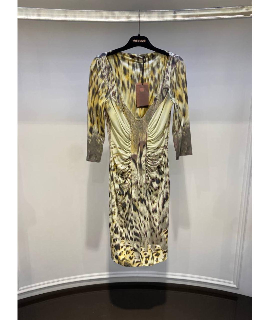 ROBERTO CAVALLI Желтое полиамидовое вечернее платье, фото 4